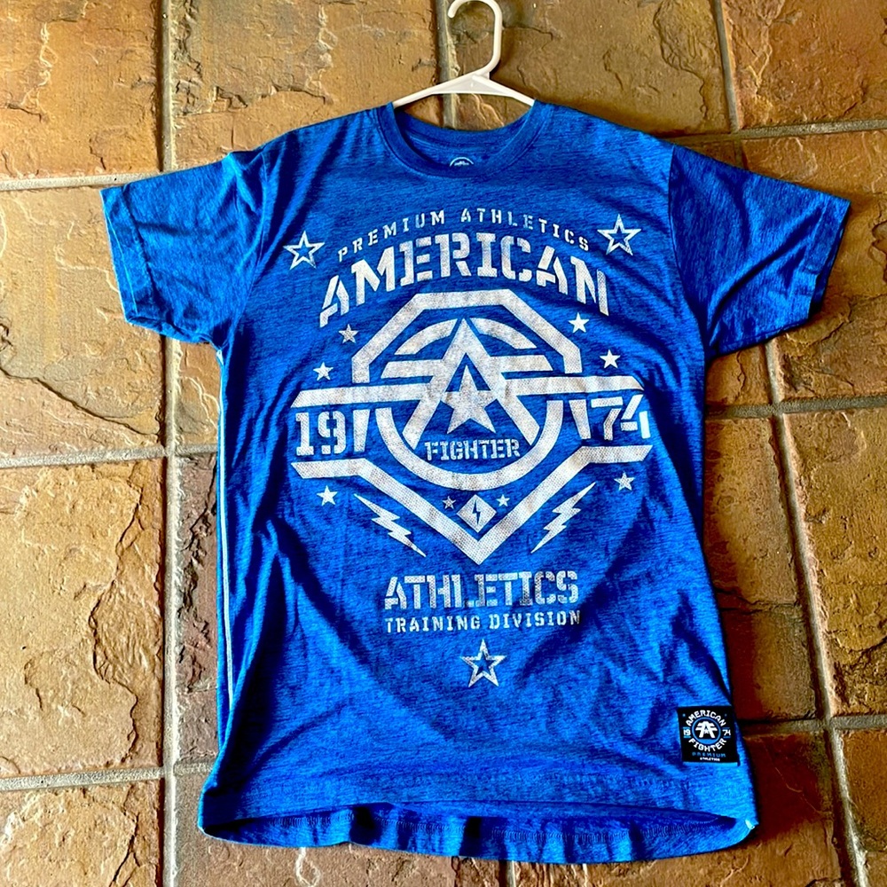 Mens Large Blue American Fighter T-Shirt